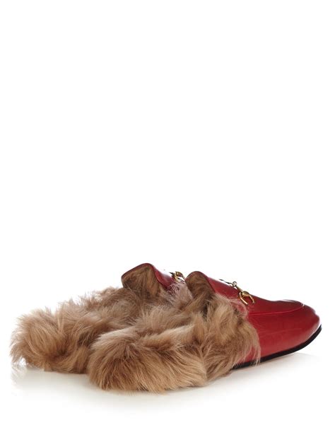 gucci backless fur loafers|red Gucci loafers women's.